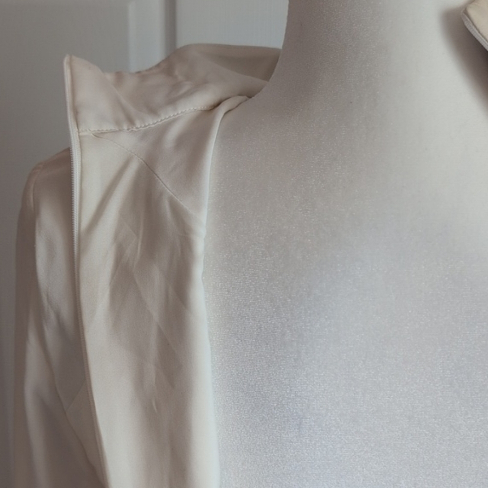 Tamara Mellon Leather and Silk Cream Women's High Neck Top NWT - Picture 10 of 11